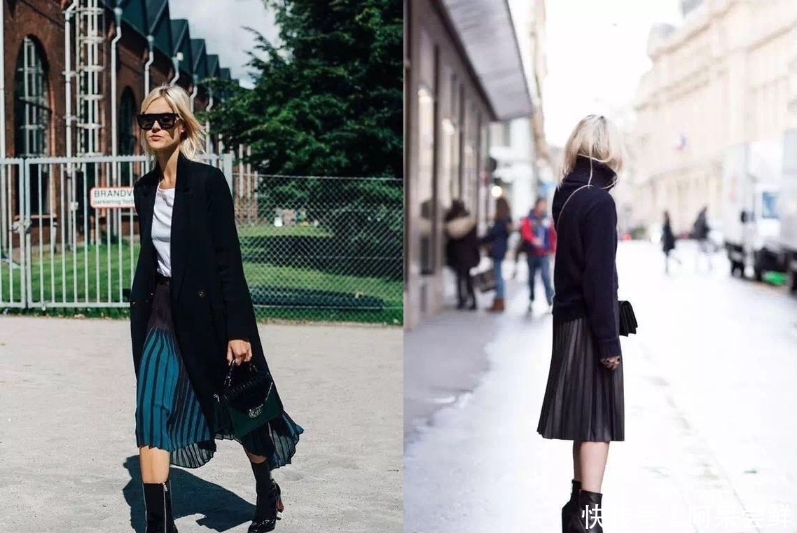 百褶半裙|40岁的女人,高跟鞋累脚!粗跟短靴才舒服!这3种搭配,赶时髦