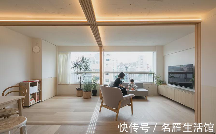 切割|82㎡都是智慧,拆除全屋隔墙,吊轨门切割空间,多出来5㎡储藏室