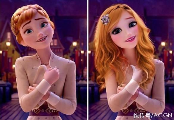 动漫作品|动漫角色还是原版好,有人给冰雪奇缘开了美颜,感觉没原版好看