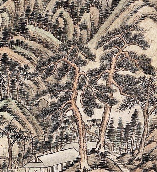 秋水芙蓉|过于重视装饰性风格的一幅山水,你怎么看,王时敏绘《苍岩雨色》