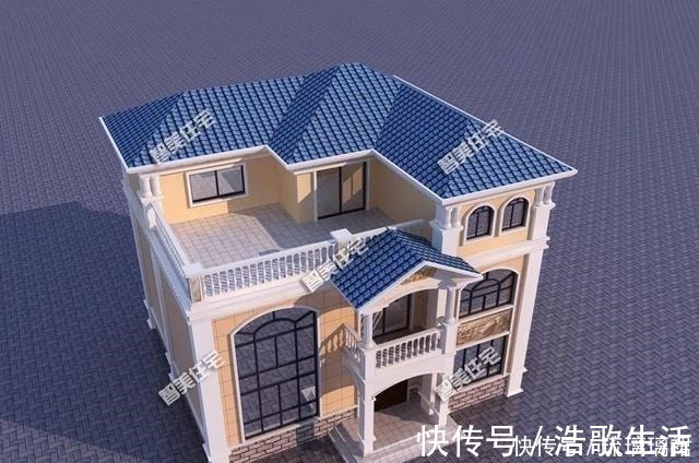 外墙面|4栋12×11米农村别墅，前三栋客厅挑空设计，两层也够大气！