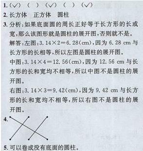 人教版六年级数学下册数学课本练习题答案