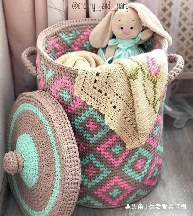 布条这样钩织，快速变收纳筐，放家里不好用吗DIY编织附教程