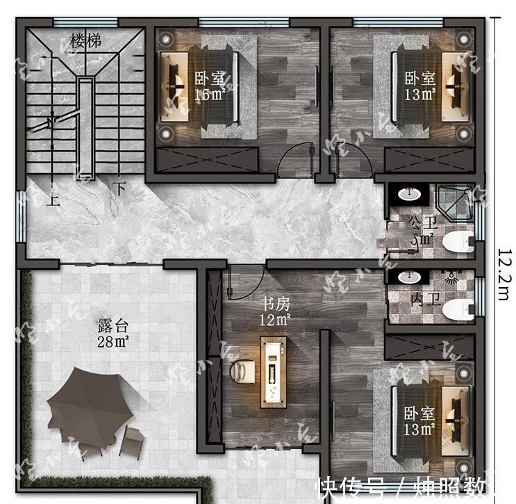 卧室|农村建房,这套10X10米户型火了,舒适性卧室加露台超级实用
