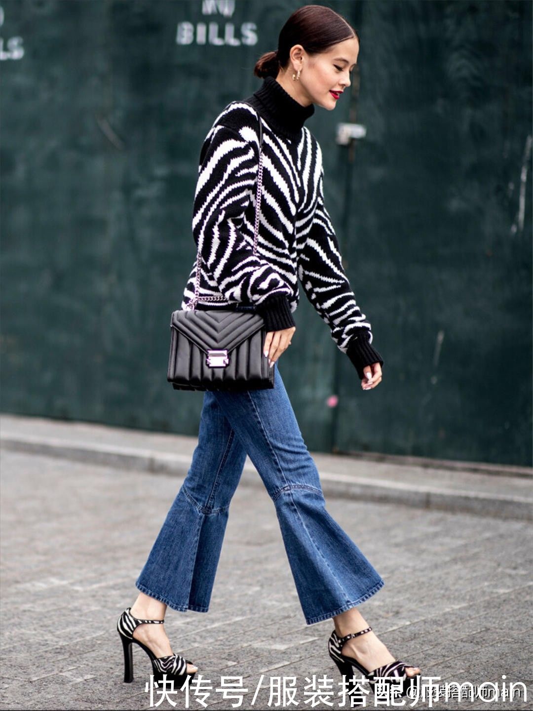 腿粗女孩怎么能少了喇叭裤，不靠PS也能“修”腿