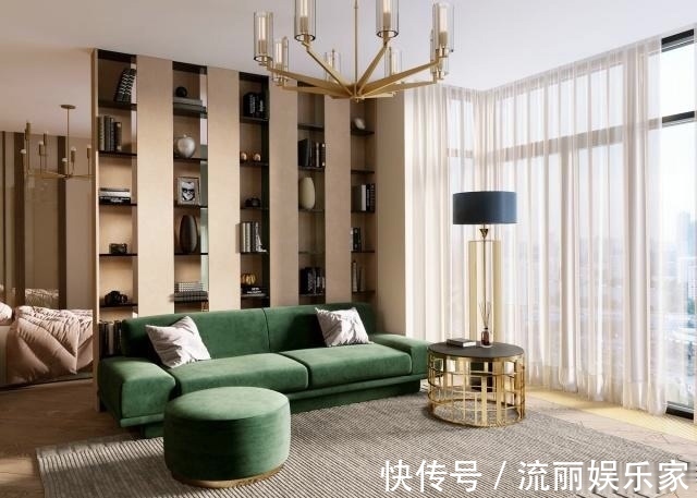 完美搭配|现代风格的轻奢设计,金色与绿色的完美搭配