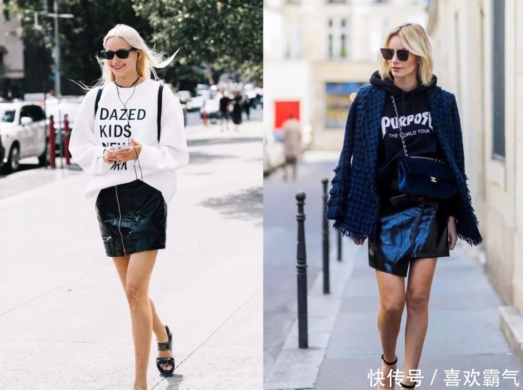 卫衣+半裙=早春最火混搭套路，时髦又有女人味！！