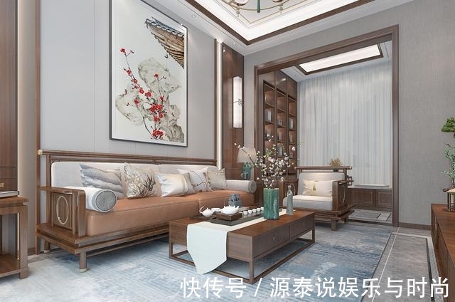 胡桃木|男主坚持要装中式风，以胡桃木搭配灰色调，效果出来引太多人模仿！
