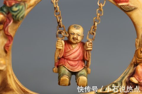 童子$老牙彩绘童子摆件,牙料细腻