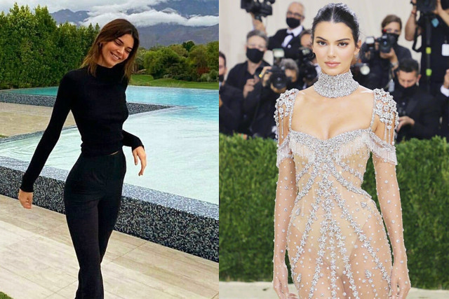 肯达尔 肯豆土味牛仔裤穿出女王范儿, 白色T恤衫梦回十八岁少女