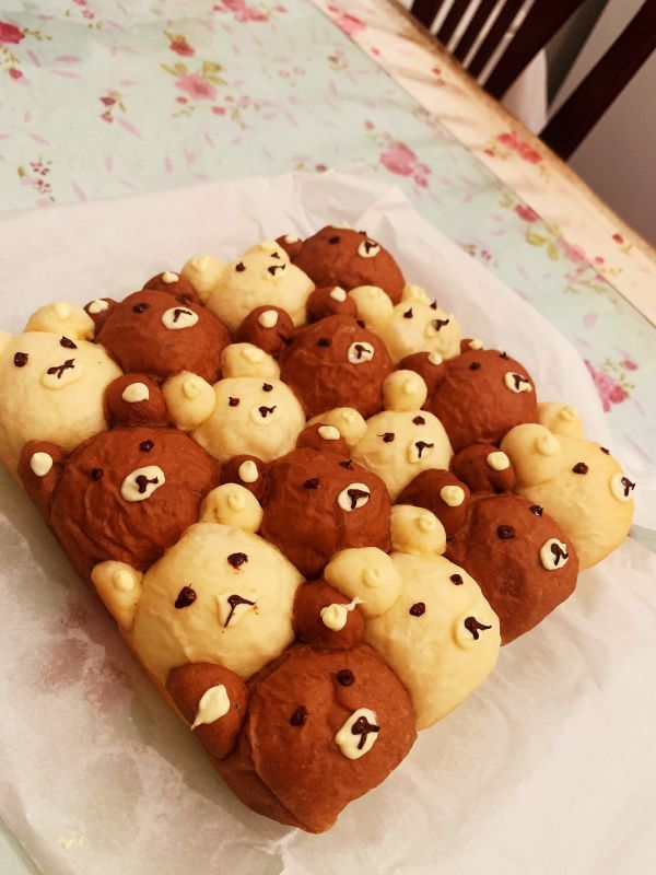 面团|挤挤小熊面包