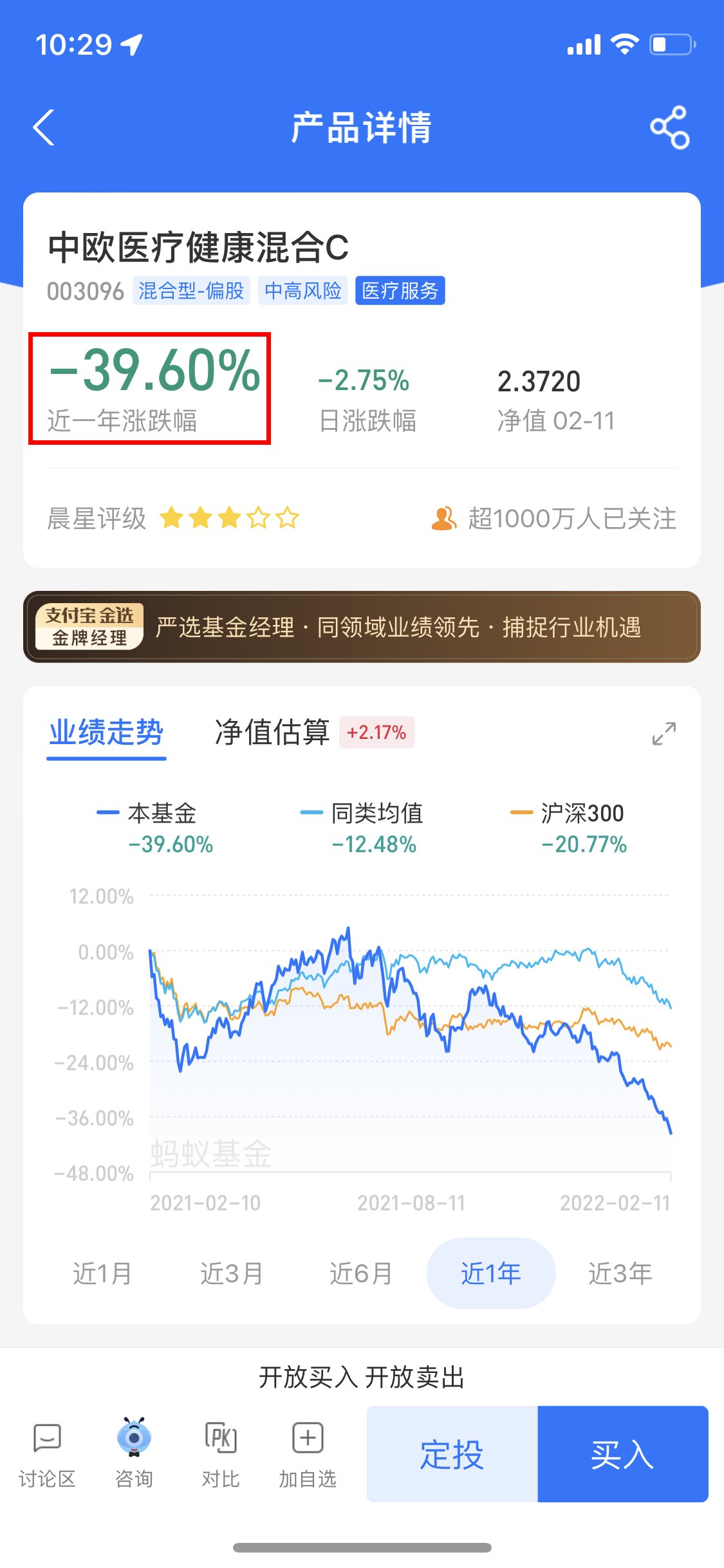 榜单|近一年跌近40%，支付宝金选榜单撤下葛兰中欧医疗，蚂蚁财富回应