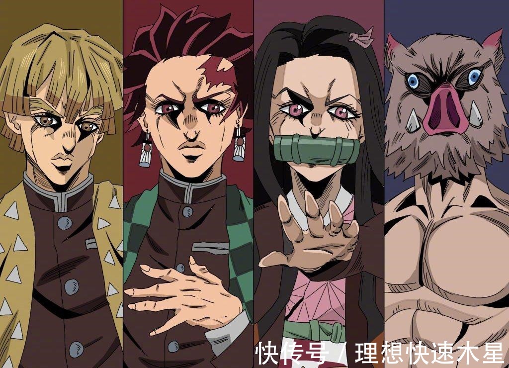 三幻神|《鬼灭之刃》全员JOJO化,九柱这强悍的画风,十个无惨都打不过!