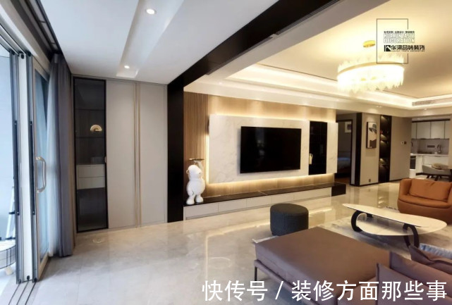 背景墙|160㎡现代轻奢设计新家,维克胡桃+皓月白搭配,为家升温不少