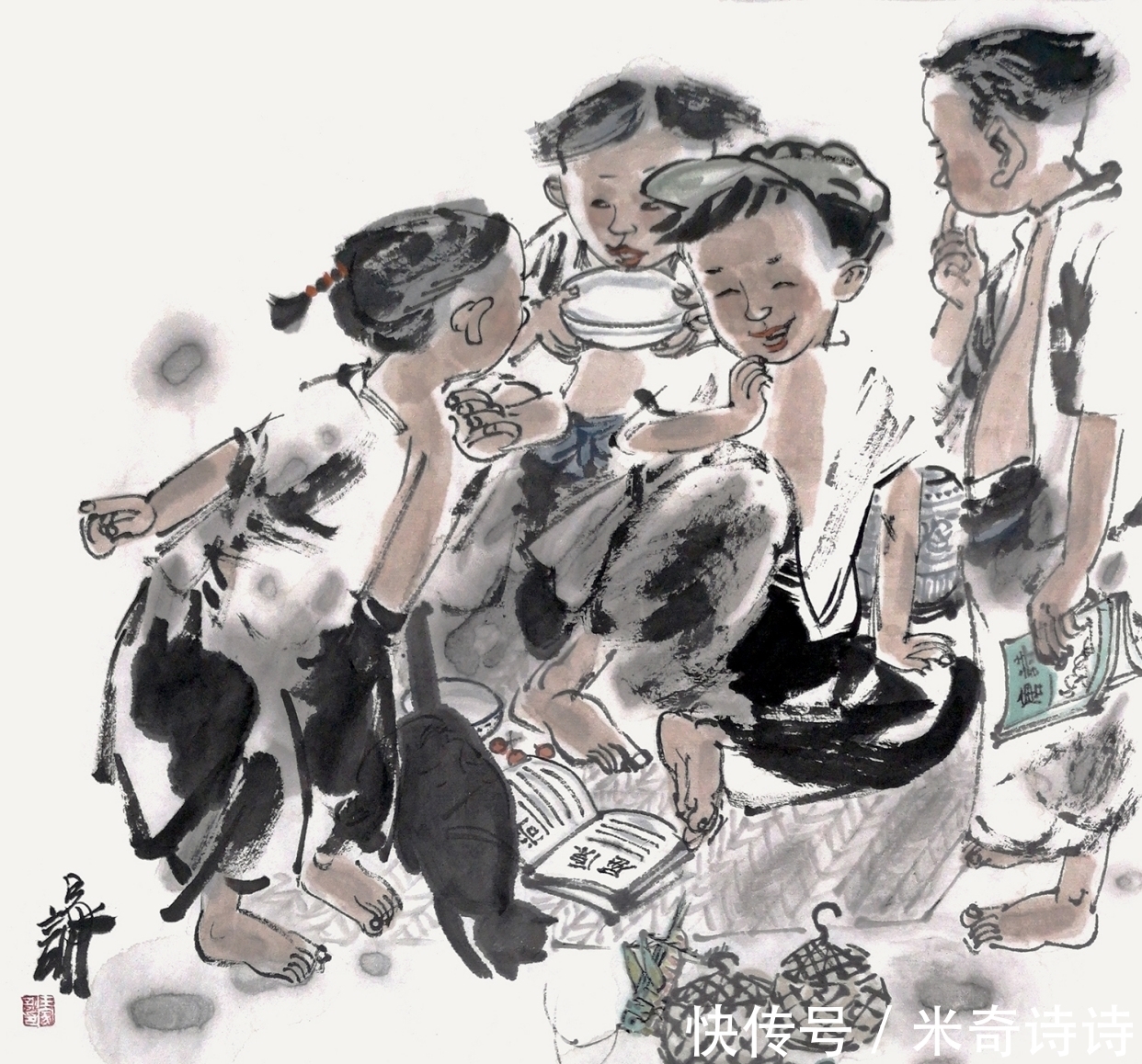 画笔#率真自然,妙趣横生,王家训用画笔描绘童真