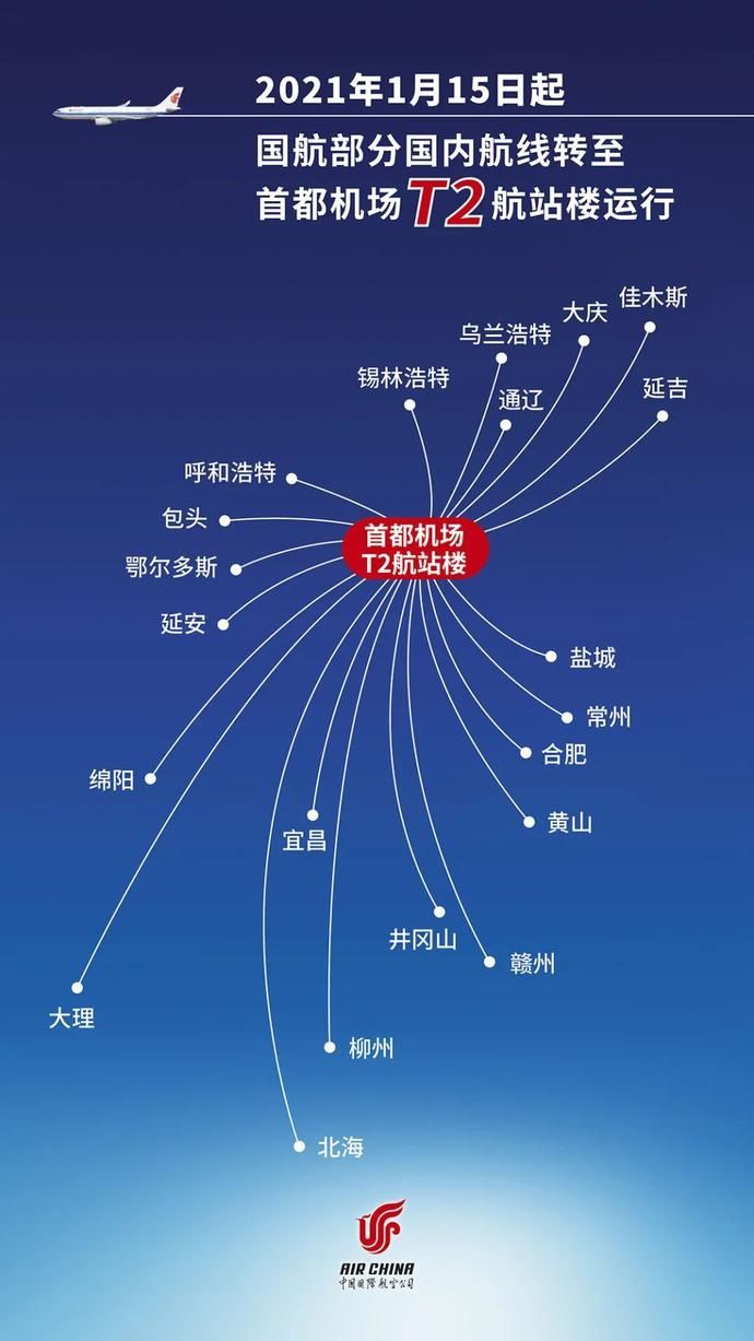 国航首都机场部分国内进出港航班转至二号航站楼运行