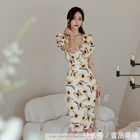 盛夏尼斯南法名媛|女神孙允珠时尚搭配:盛夏尼斯南法名媛向日葵长裙