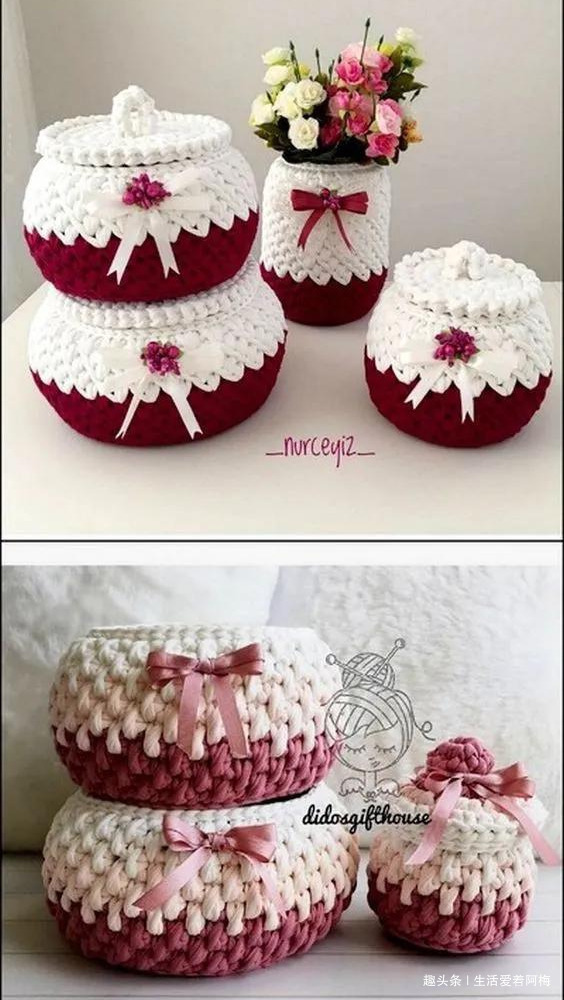 布条这样钩织，快速变收纳筐，放家里不好用吗DIY编织附教程