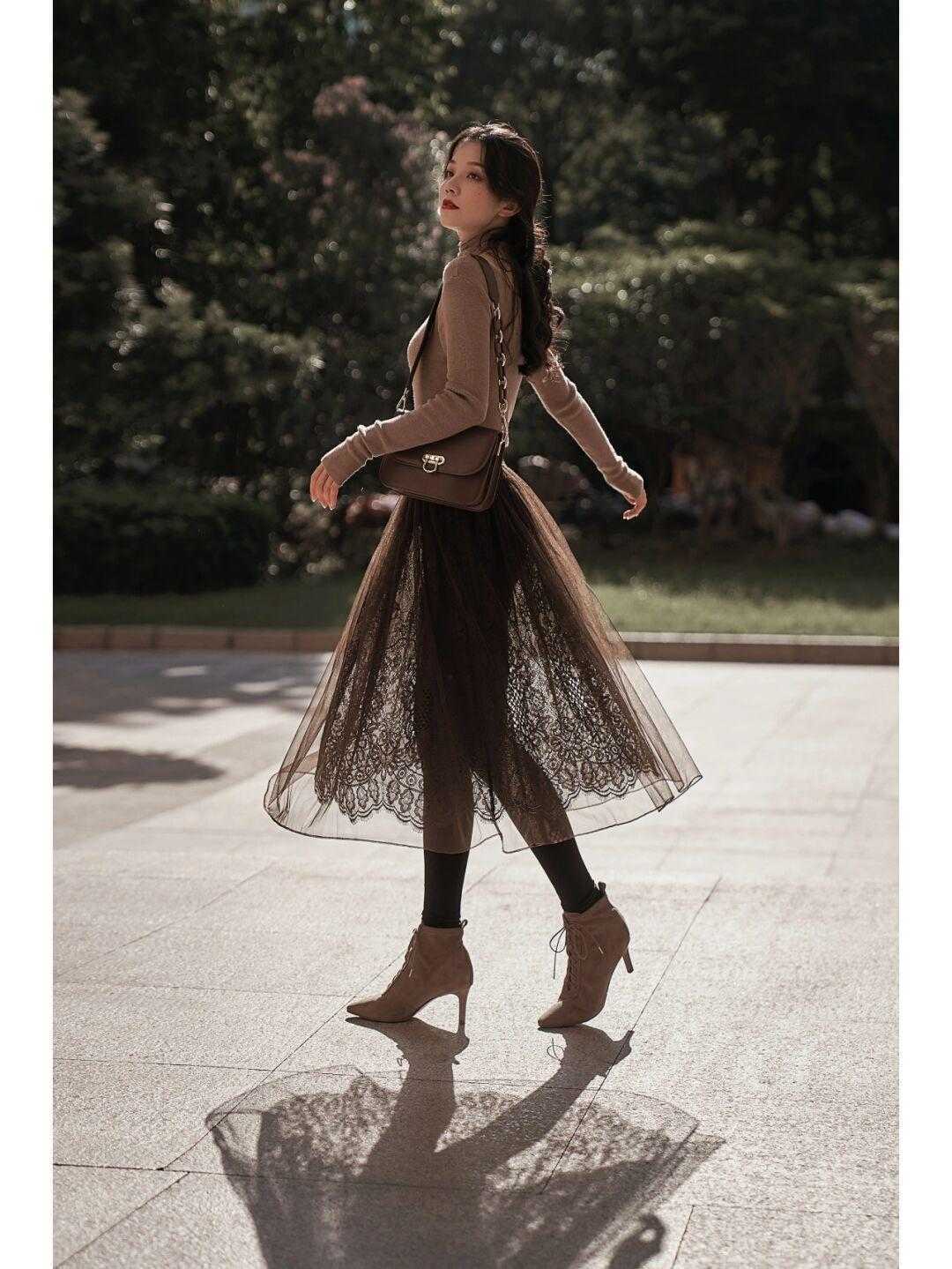 冬天|谁说冬天不适合穿纱裙的?跟着博主这样穿,真的好好看