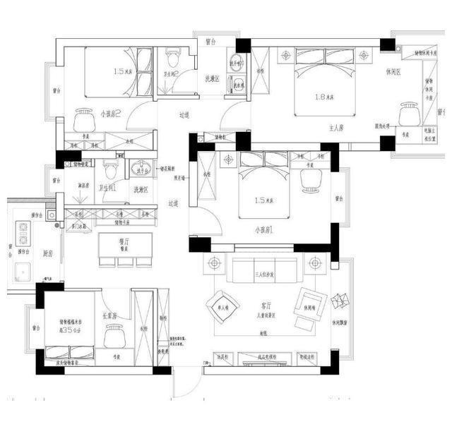 黑胡桃木|100㎡北欧风，三房改四房，六口之家，高颜值强势逆袭！