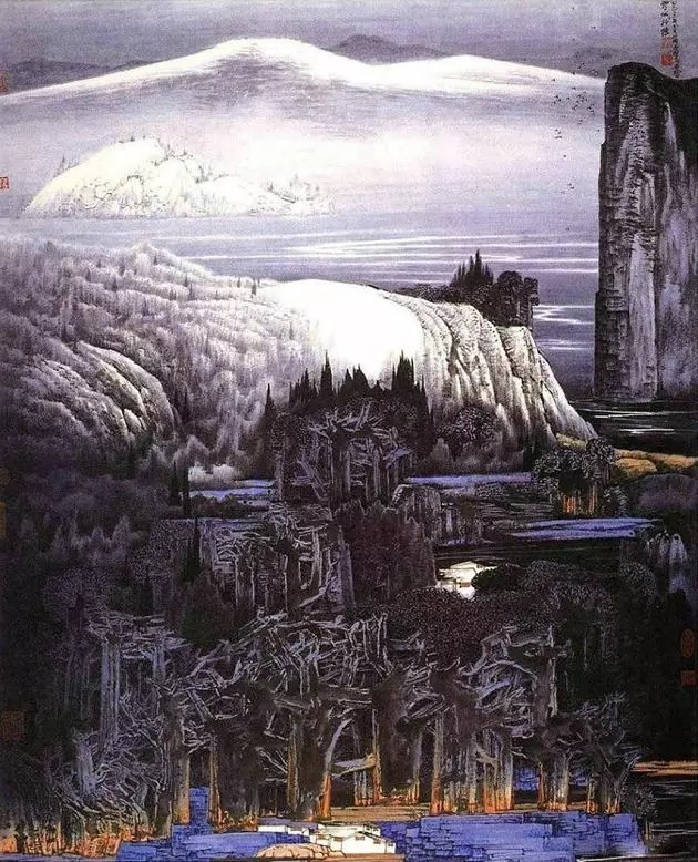 山水画$“江南鬼才”笔下的工笔山水画,色彩丰富,太震撼了!