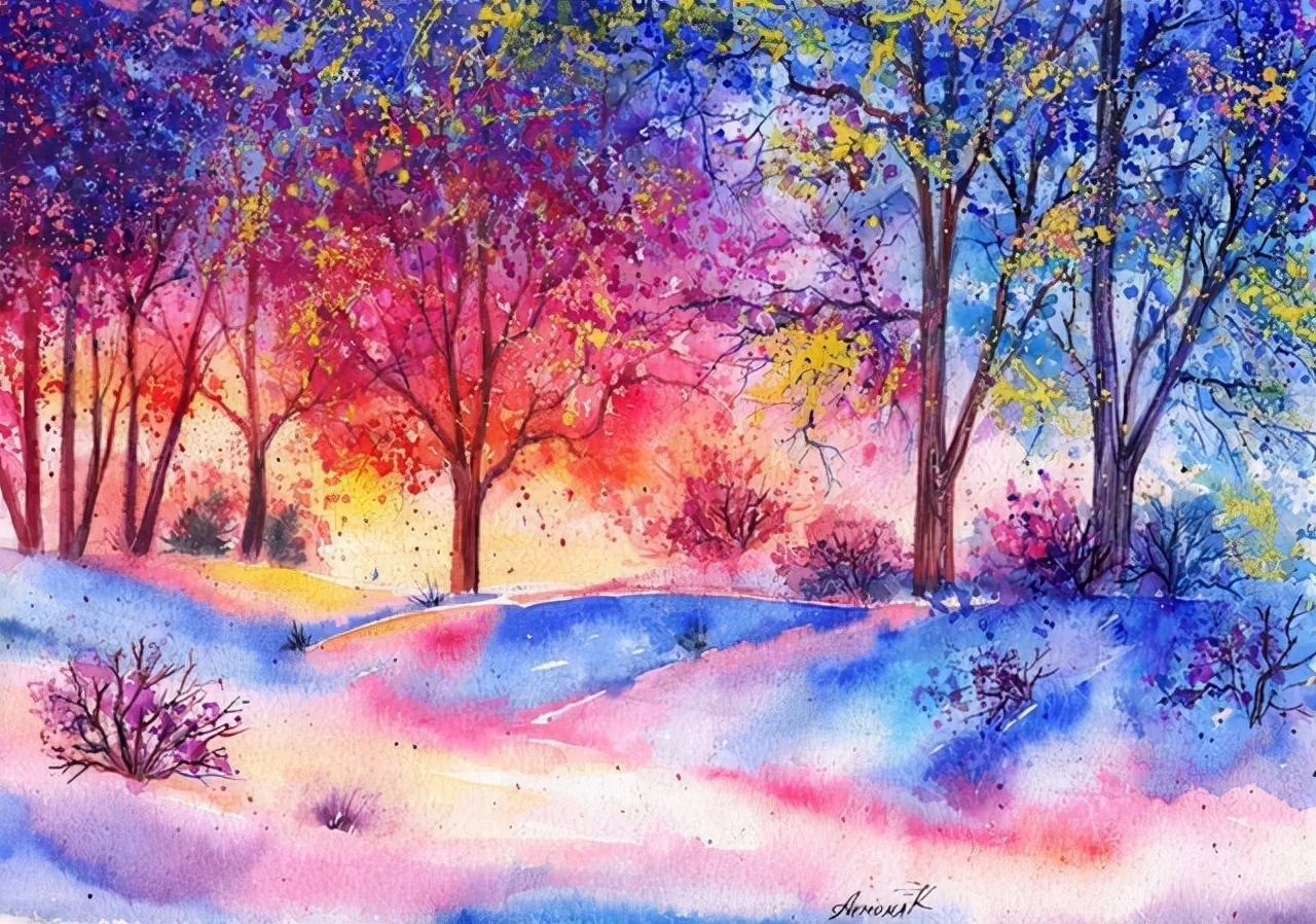 水彩绘画&充满色彩斑斓和梦幻唯美的意境创作水彩绘画