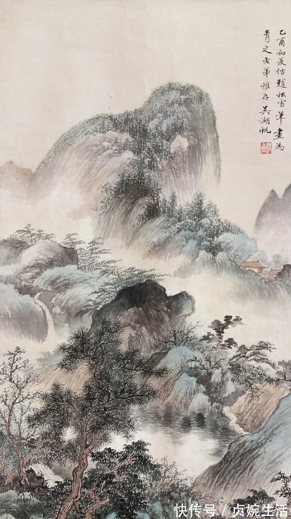 山水!张大千何许人也,竟对他佩服至极,其绘画构图设色足以为百年大家