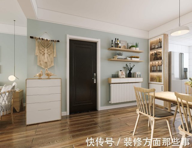 阳台上|110平清新北欧风二居室阳台上半开式式书房,增加客厅采光