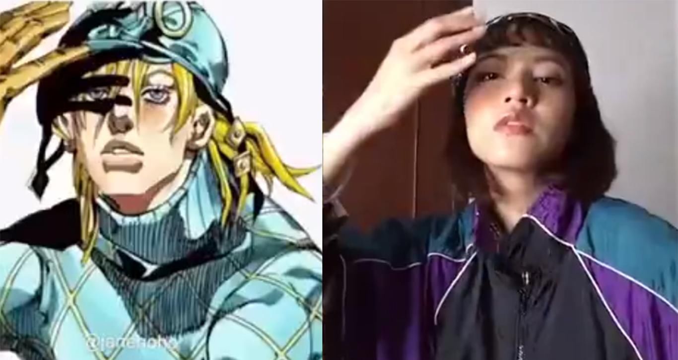 小姐姐|小姐姐模仿高难度JOJO立,奇怪的姿势增加了,拍照再也不怕没Pose