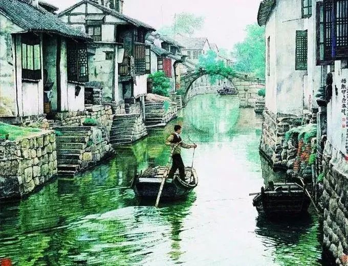 贺天健&吕吉人笔下的水韵江南,美在意境!