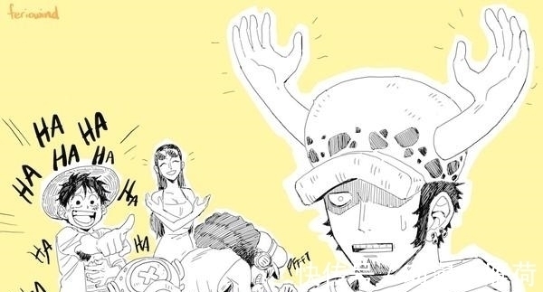 海贼王|海贼王插画分享,特拉仔被罗宾恶搞,贝波月狮化险失控