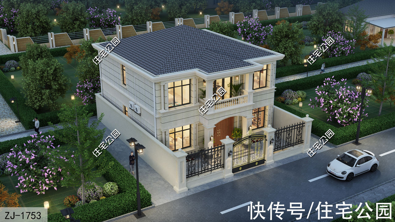 简欧|农村盖房还是二层受欢迎,11×12米二层别墅,舒适又宜居