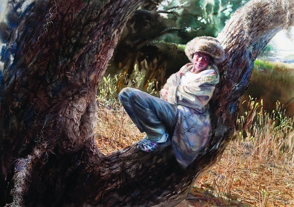 画标$美国水彩人物画家玛丽怀特:一张A4大小的水彩画标上万美元