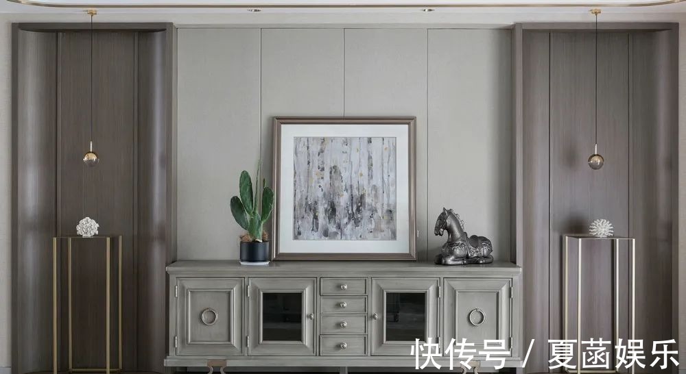 餐边柜+|178㎡现代美式,当美式遇上高级灰,营造简约华丽的美