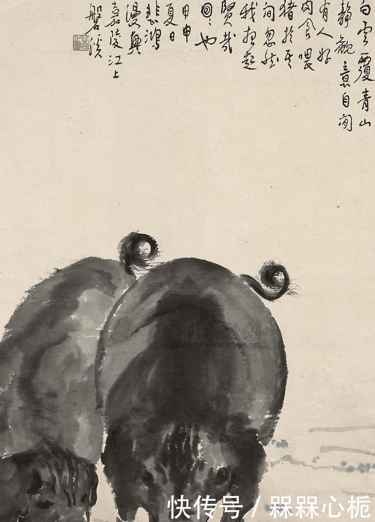 一头猪&徐悲鸿2头猪卖37万,齐白石不服气,随手画一头小猪,卖2千万