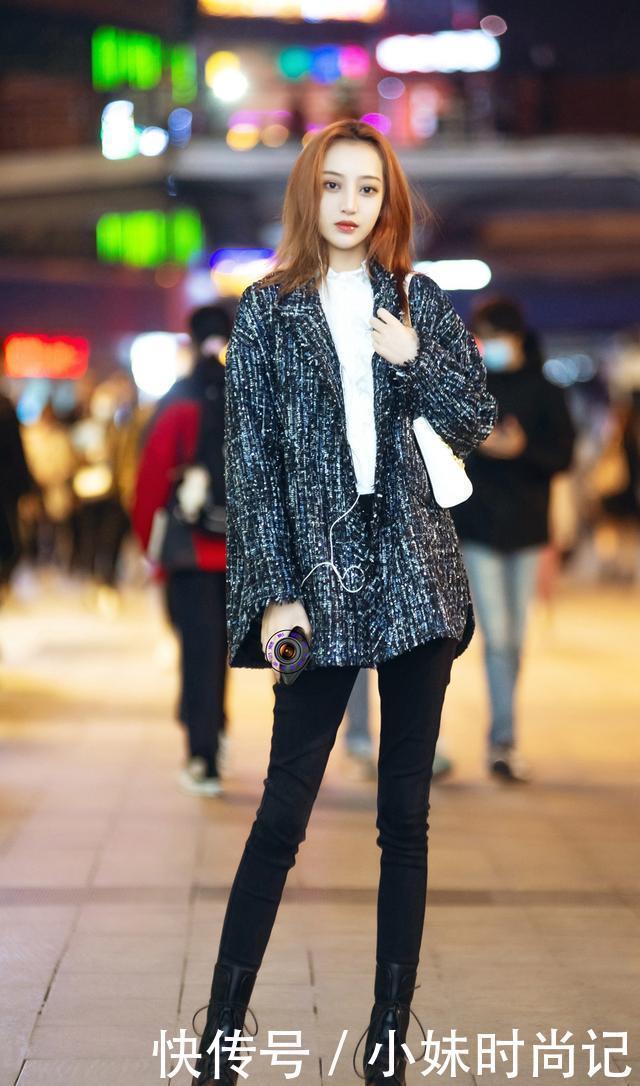 粗花呢|初冬时节适合穿紧身牛仔裤, 搭配粗花呢外套, 时髦洋气又显瘦