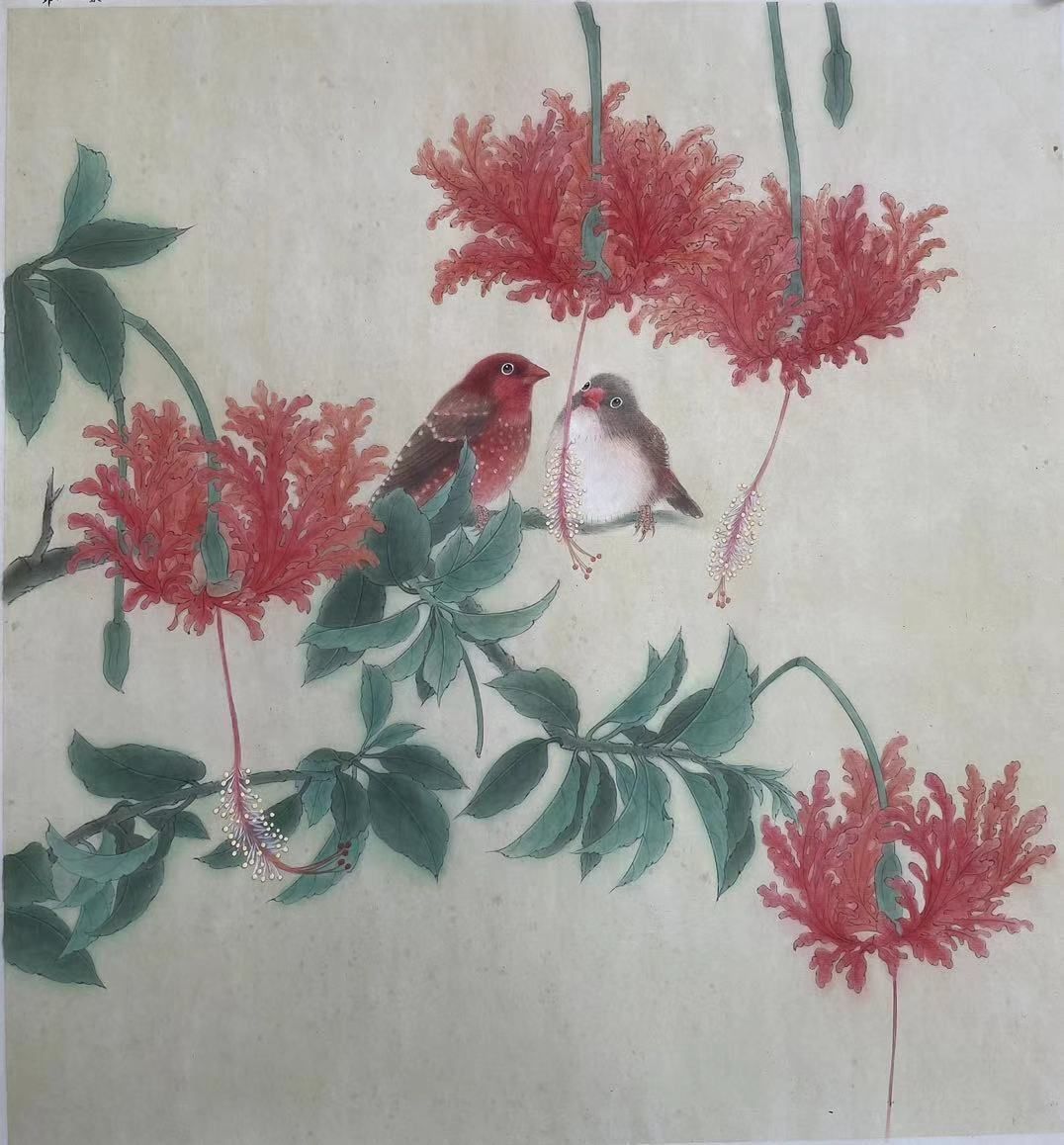 花鸟画|十年，这位上海画家画了100幅花鸟图，与花博会的鸟语花香交相辉映