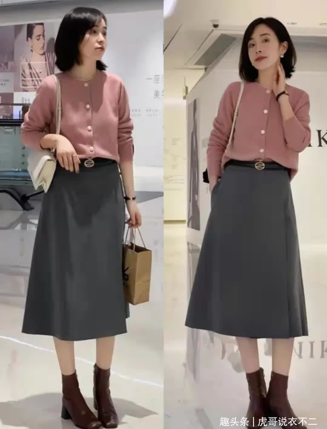 百褶裙 小白鞋过时了,今年秋季流行“小短靴”,40岁后穿保暖舒适又优雅