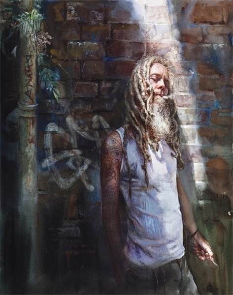 画标$美国水彩人物画家玛丽怀特:一张A4大小的水彩画标上万美元