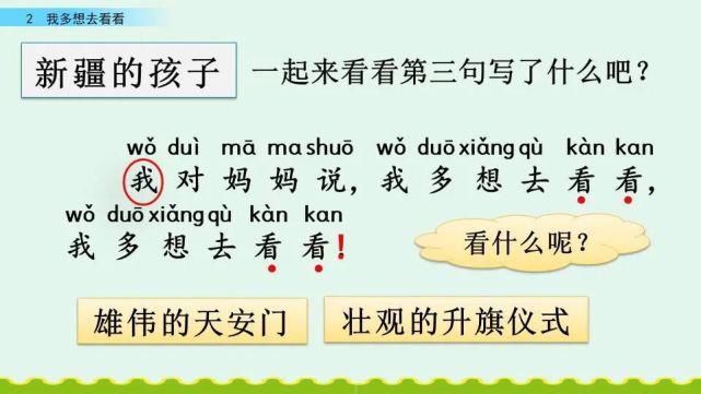 一年级下册语文课文2《我多想去看看》图文详解及同步练习