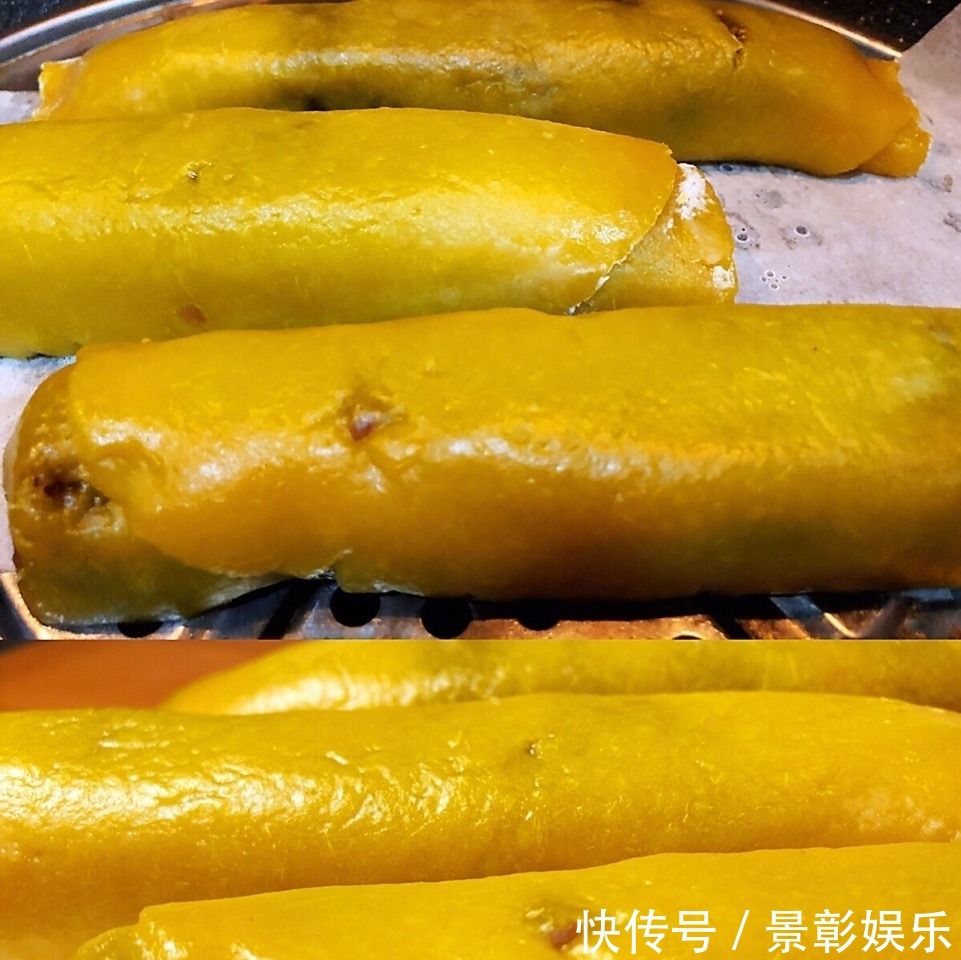 教你做一个又好看又好吃的甜点，南瓜豆沙糯米卷，香甜软糯超好吃