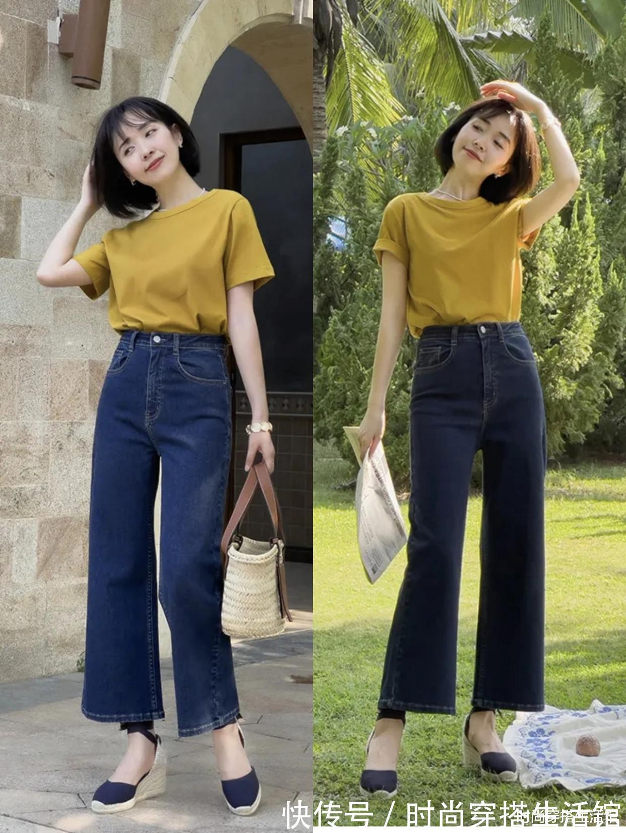 女人味|T恤下面不一定配裙子,今年流行这样穿,优雅知性,很有女人味