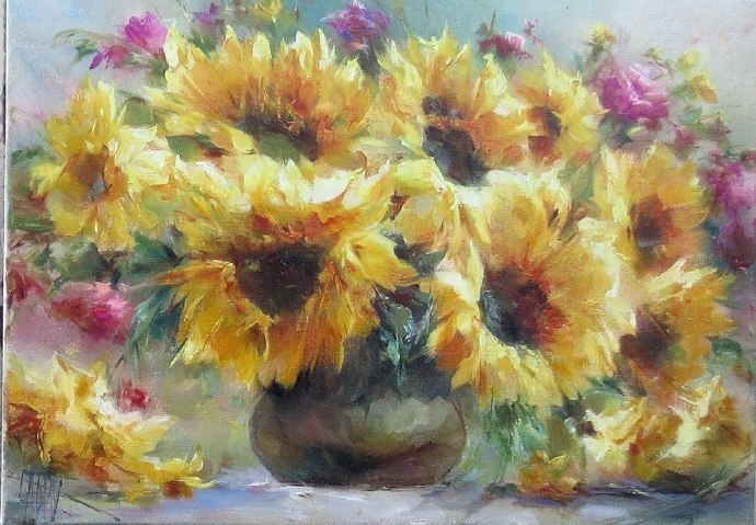 vladimir!俄罗斯画家弗拉基米尔· 巴比奇把花束画得如此之美,妖艳