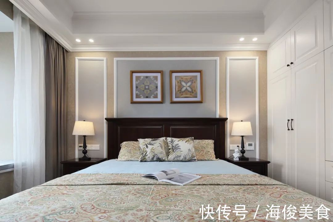 床头柜|127㎡现代美式，安静优雅的空间，成熟+浪漫的布置，稳重舒适