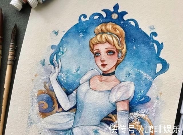 小美人鱼|水彩手绘风的迪士尼公主,艾莎美得很冷艳,花木兰国风韵味很漂亮