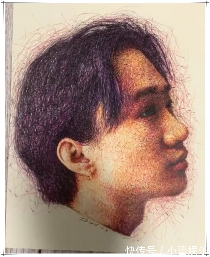 笔画@2块钱圆珠笔能画出什么美术生乱线画黄家驹,成画至少200块