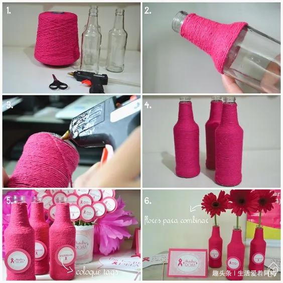 废旧玻璃瓶不要扔，一团毛线就让瓶子美翻，谁都学得会的手工
