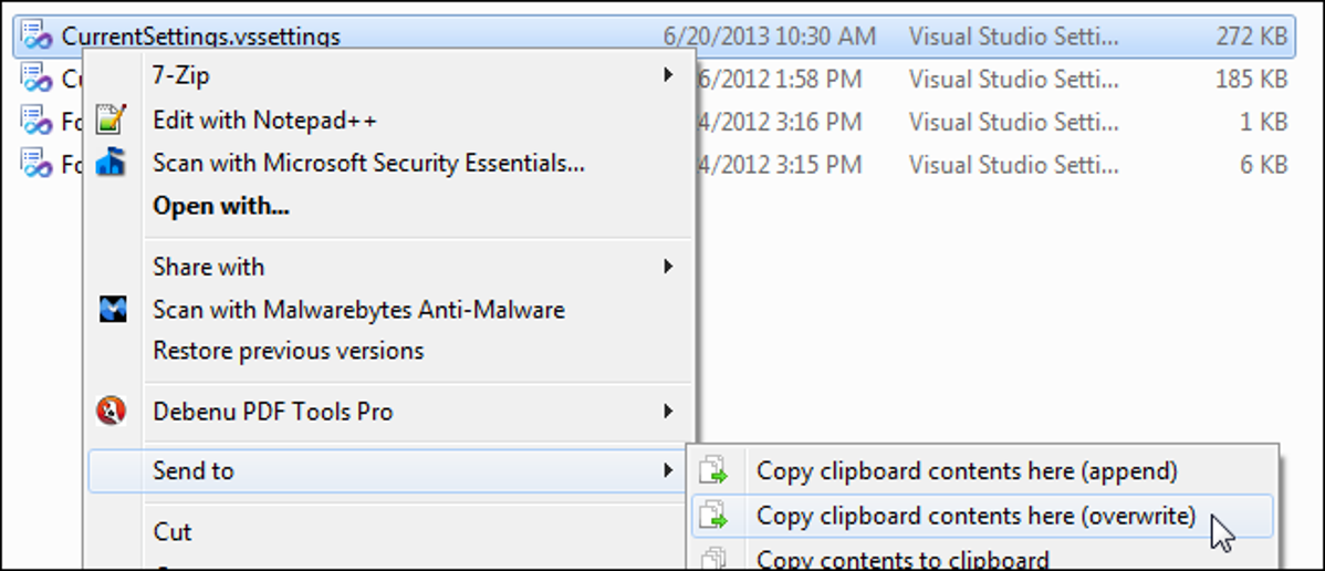 如何通过“发送到”菜单将剪贴板的内容发送到文本文件