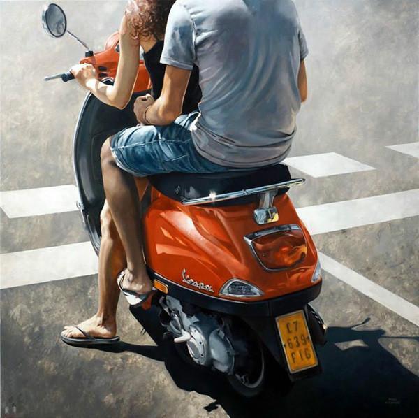 写实#城市街道人物油画:西班牙青年画家Marc Figueras的写实油画