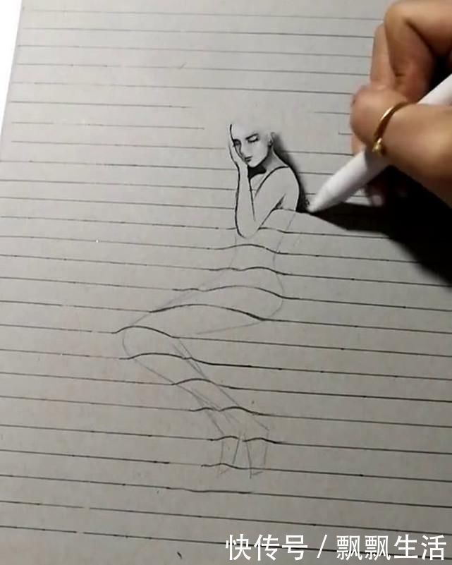 3D#美术生画3D女朋友,开始觉得“太无聊”,纸上画满直线后打脸了